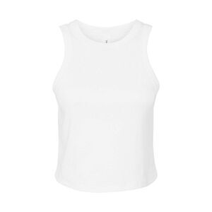 Womens/Ladies Micro-Rib Racerback Tank Top / Solid White
